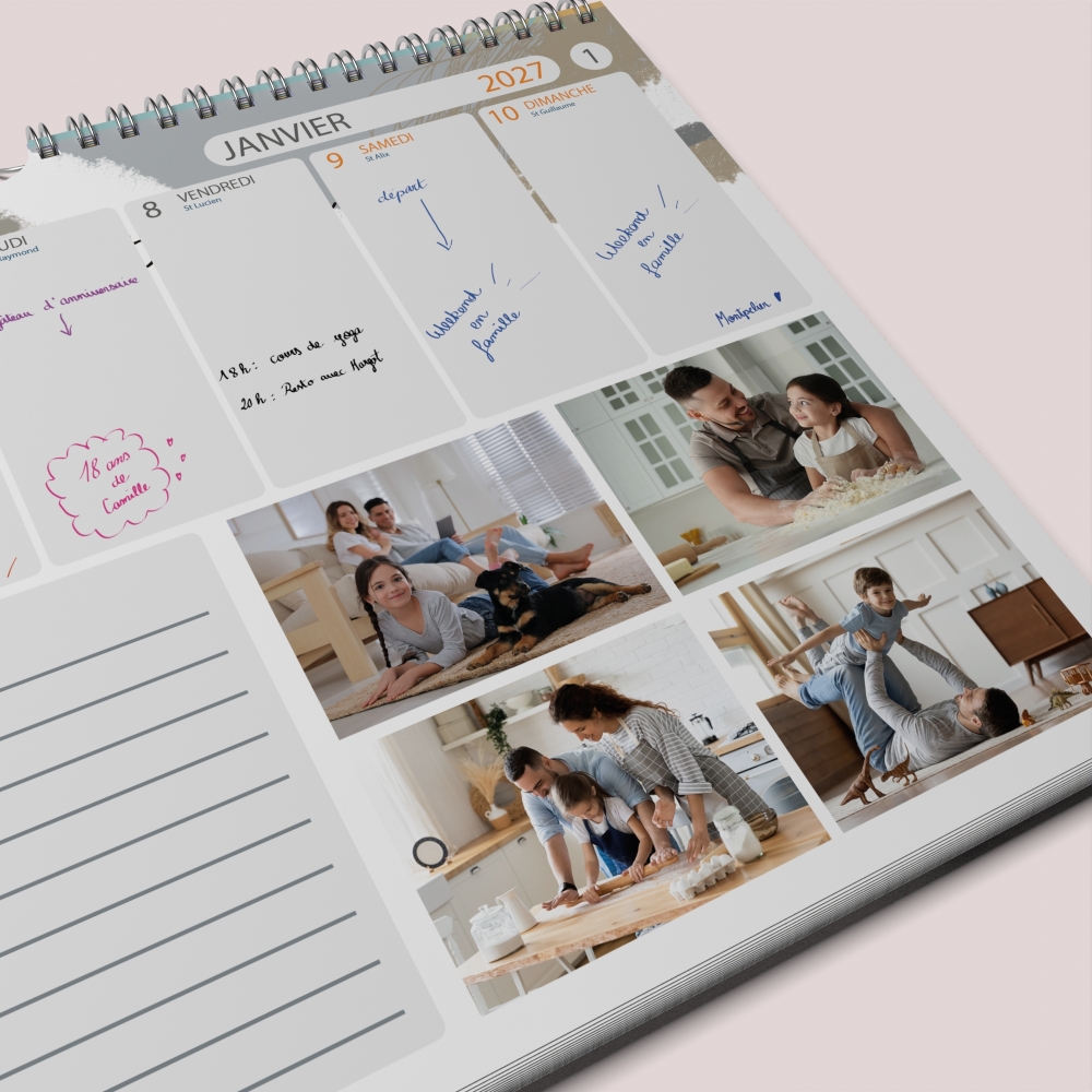 Calendrier photo mural semainier