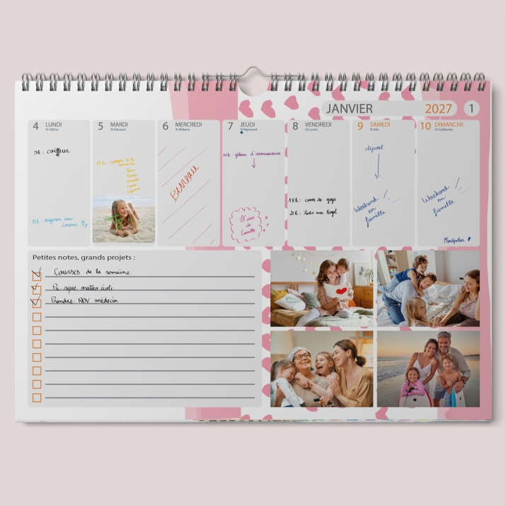 Calendrier photo mural semainier
