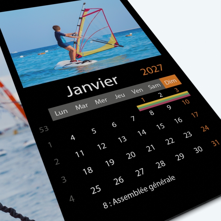 Calendrier photo "PANO" - Grille calendaire personnalisable