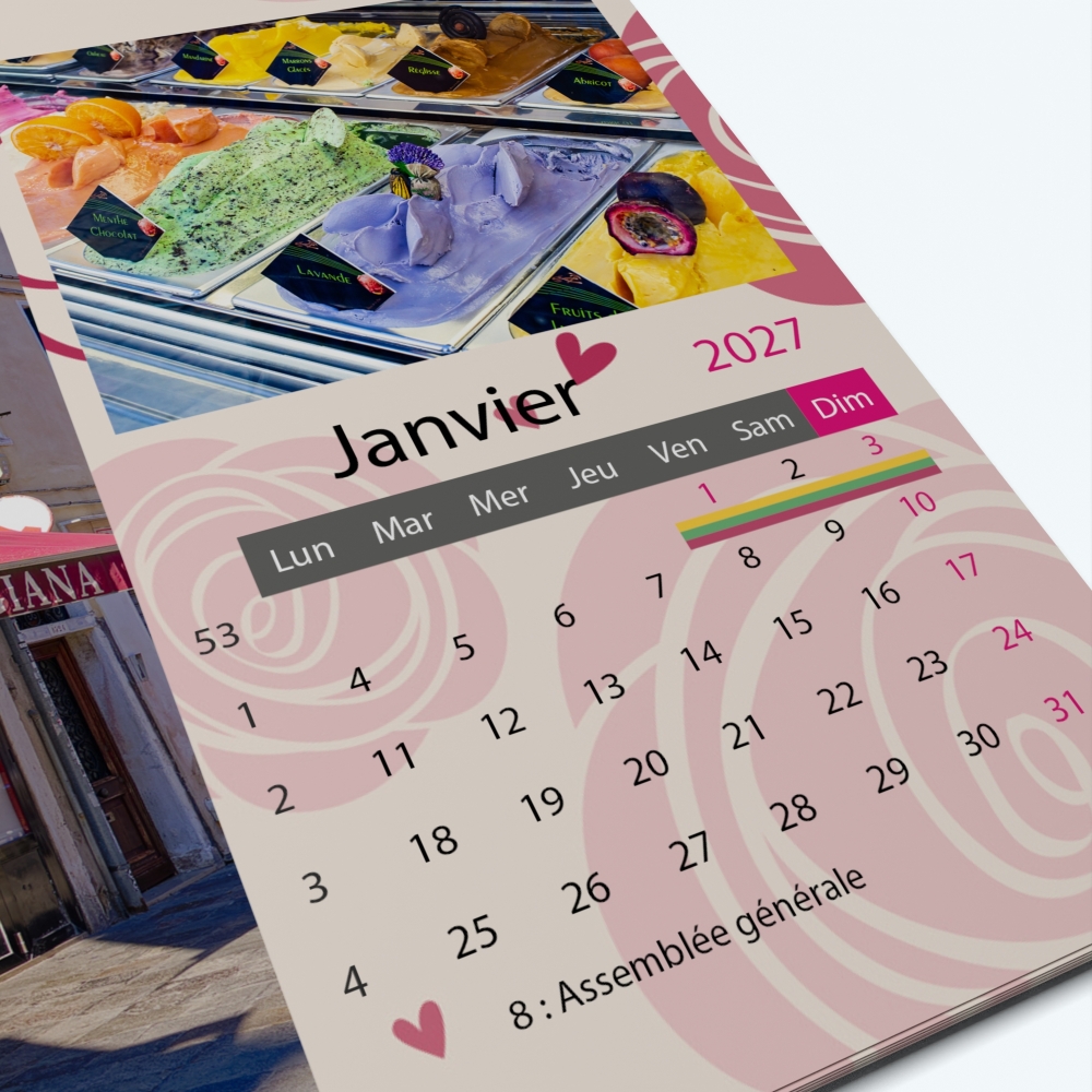 Calendrier photo "PANO" - Grille calendaire personnalisable