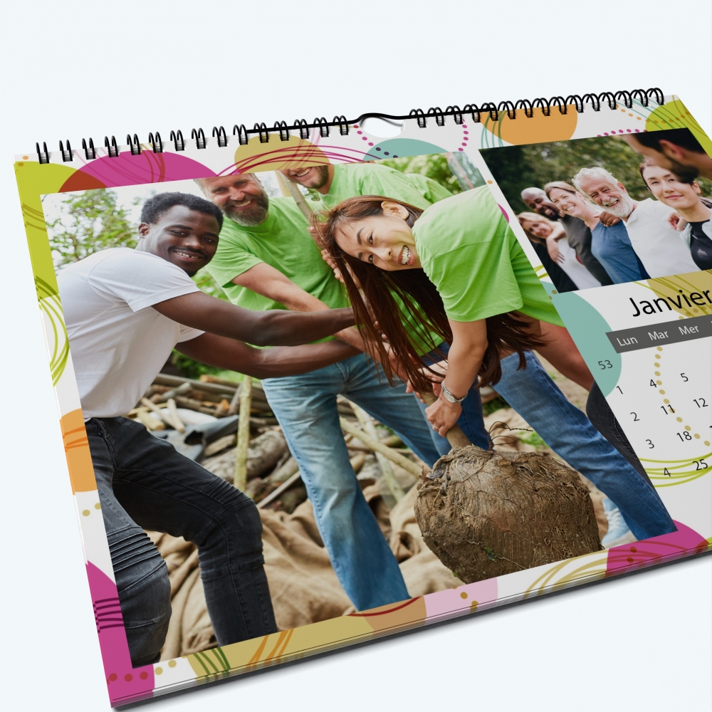 Calendrier photo "PANO" - Nombre de photos, logos et texte illimité
