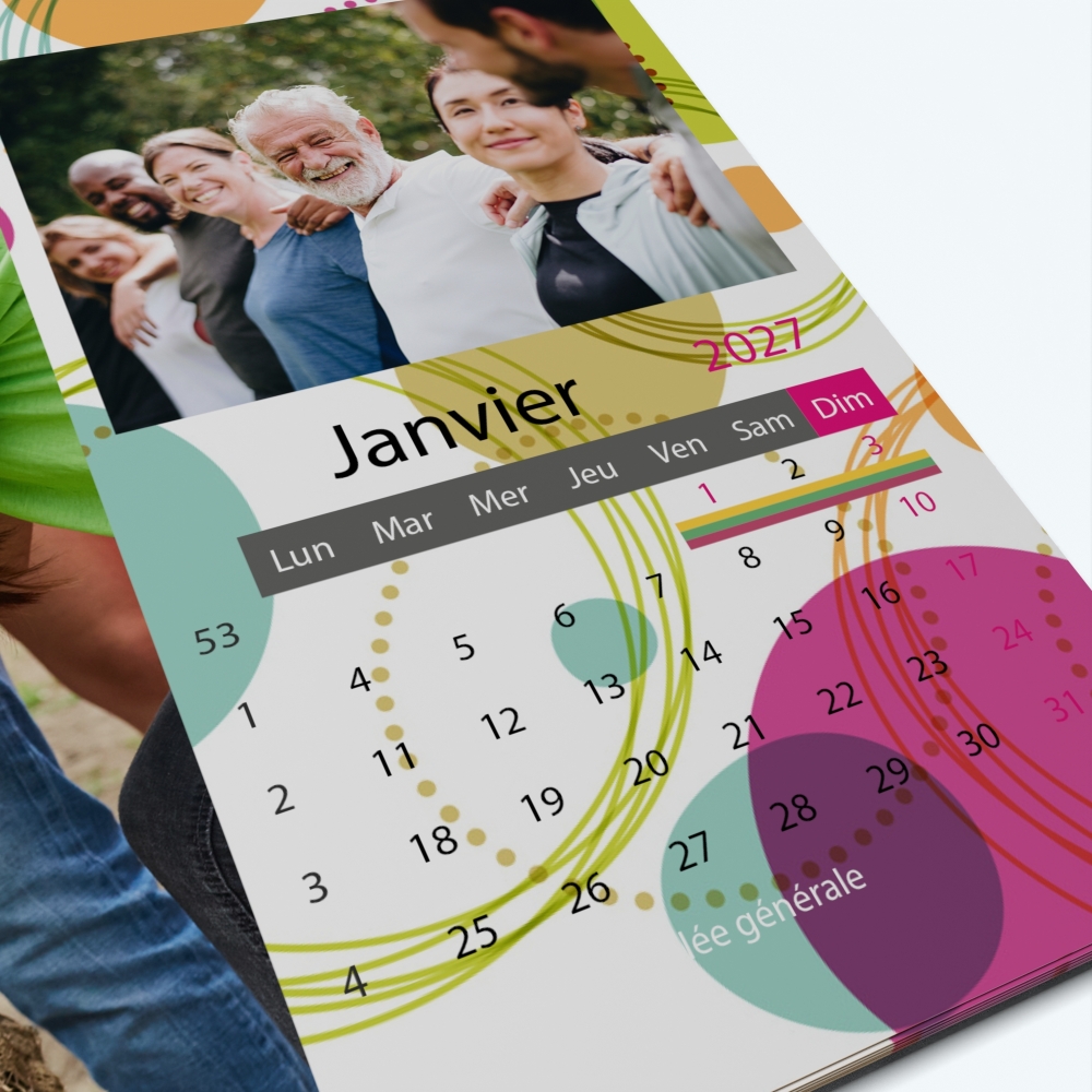 Calendrier photo "PANO" - Grille calendaire personnalisable