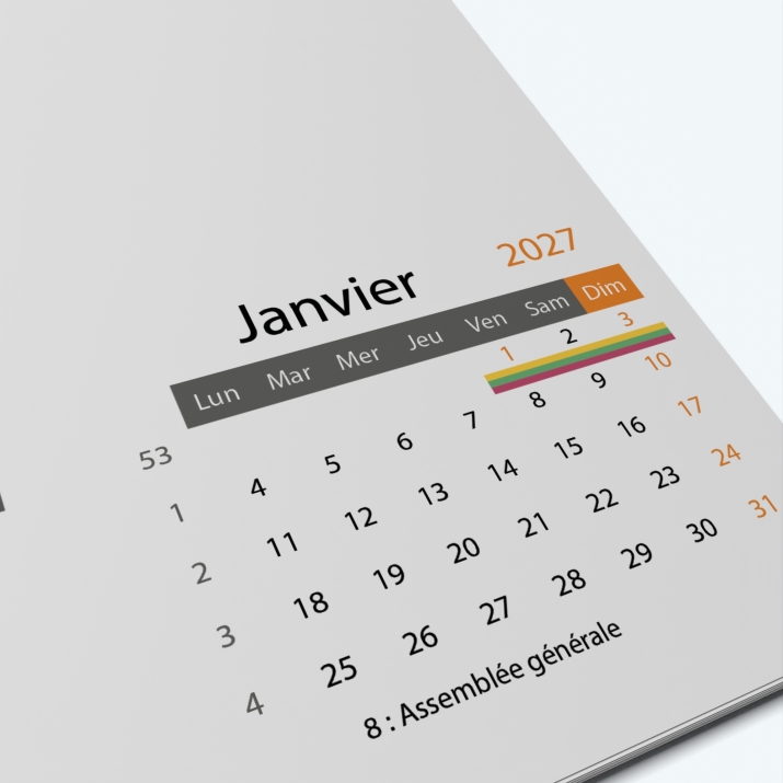 Calendrier photo "PANO" - Grille calendaire personnalisable