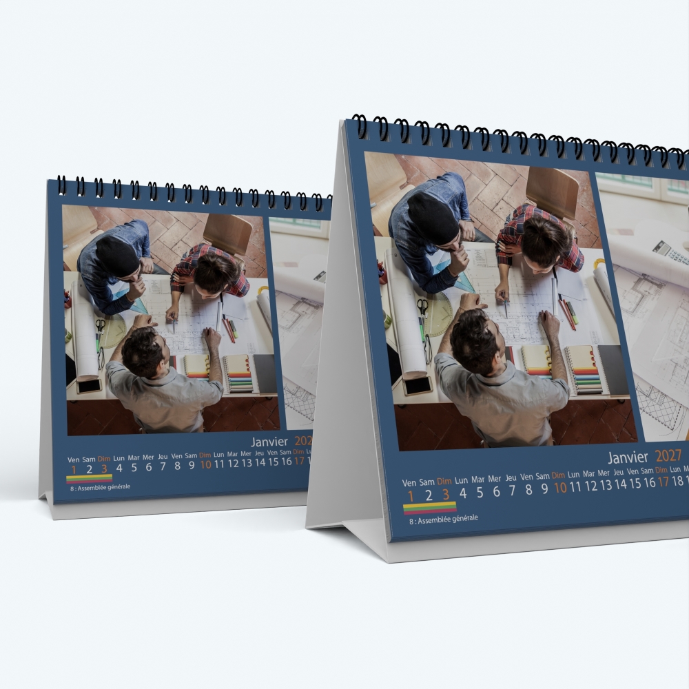 Calendrier de bureau MAXI PANO - Minimum de commande : 25 exemplaires