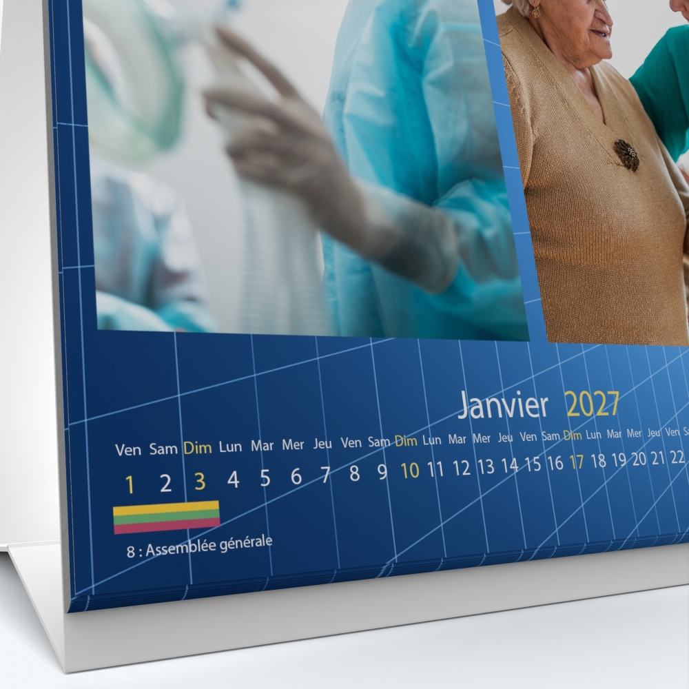 Calendrier de bureau CARRE - Grille calendaire personnalisable