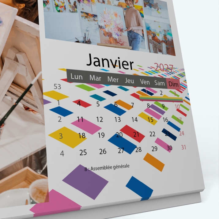 Calendrier de bureau PANO - Grille calendaire personnalisable