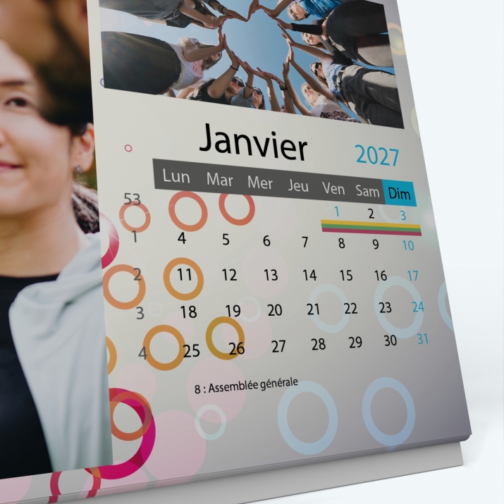 Calendrier de bureau PANO - Grille calendaire personnalisable