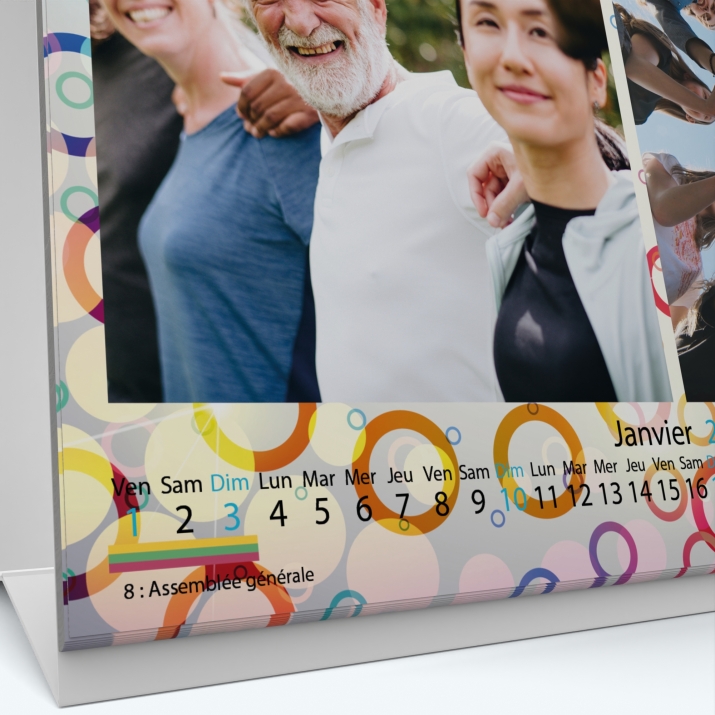 Calendrier de bureau MAXI PANO - Grille calendaire personnalisable