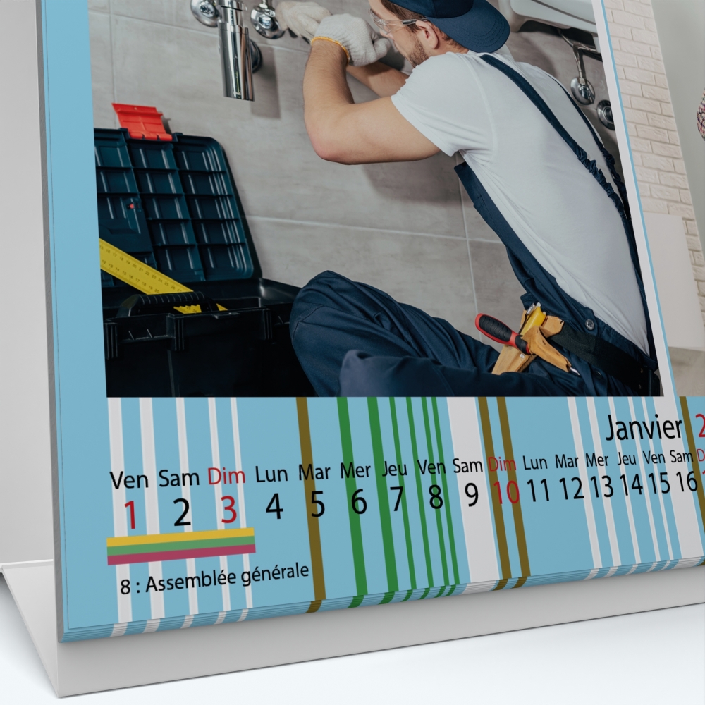 Calendrier de bureau MAXI PANO - Grille calendaire personnalisable