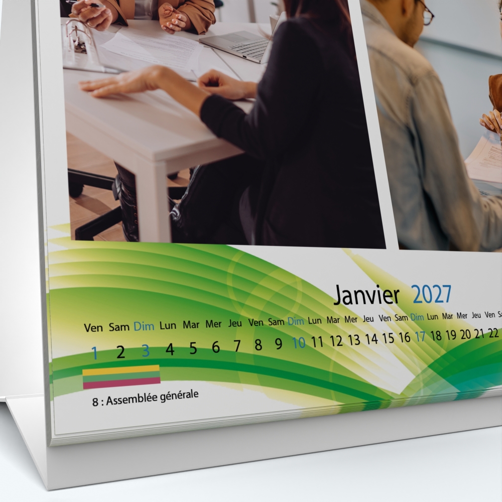Calendrier de bureau CARRE - Grille calendaire personnalisable