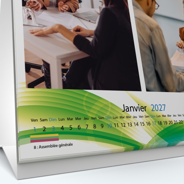 Calendrier de bureau CARRE - Grille calendaire personnalisable