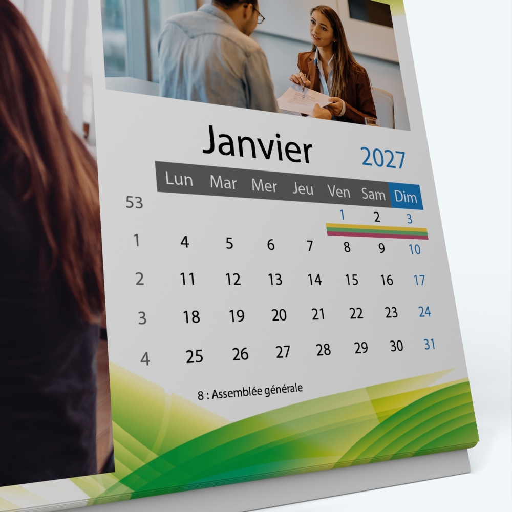Calendrier de bureau PANO - Grille calendaire personnalisable