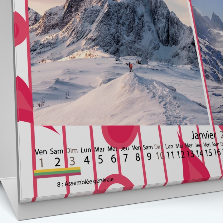 Calendrier de bureau MAXI PANO - Grille calendaire personnalisable