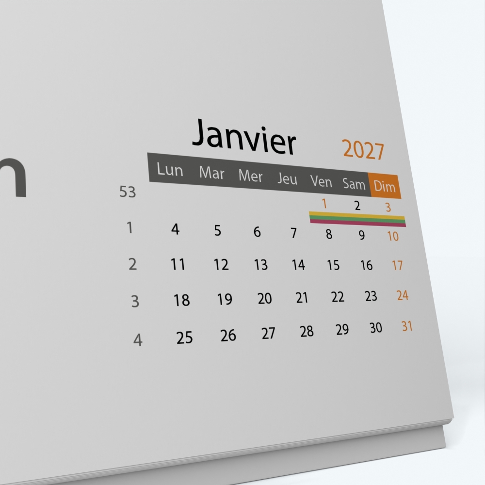 Calendrier de bureau PANO - Grille calendaire personnalisable