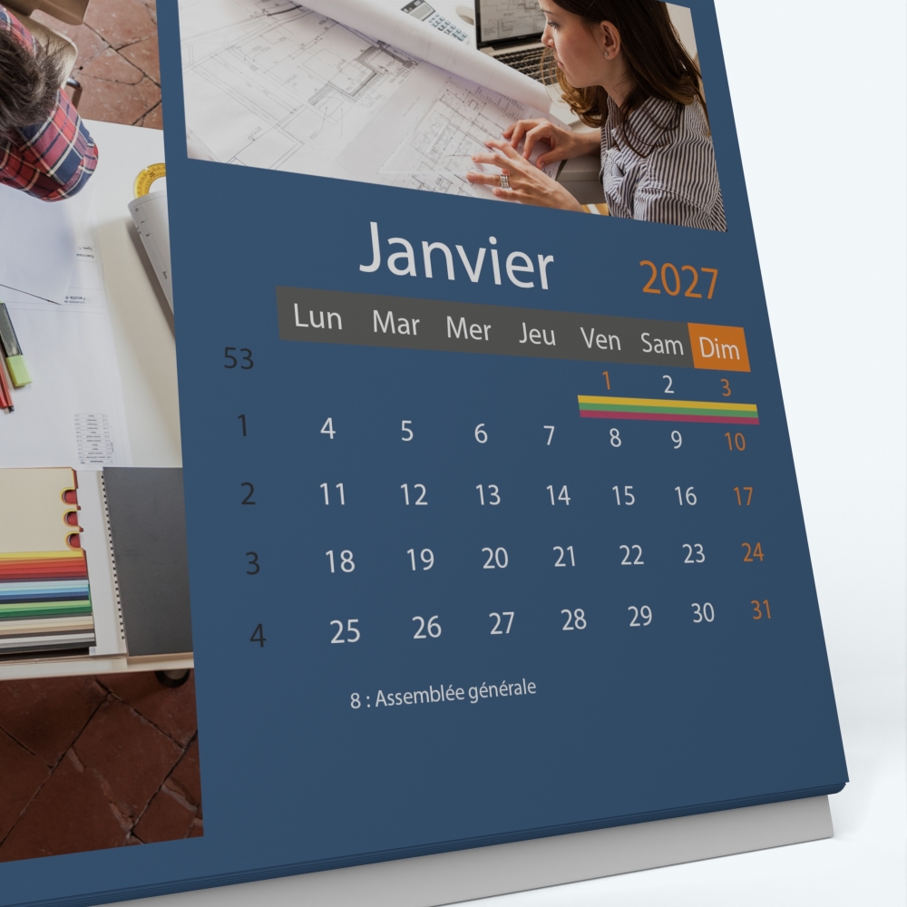 Calendrier de bureau PANO - Grille calendaire personnalisable