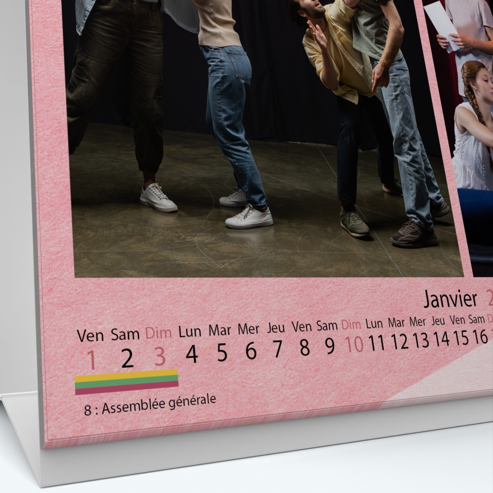 Calendrier de bureau MAXI PANO - Grille calendaire personnalisable