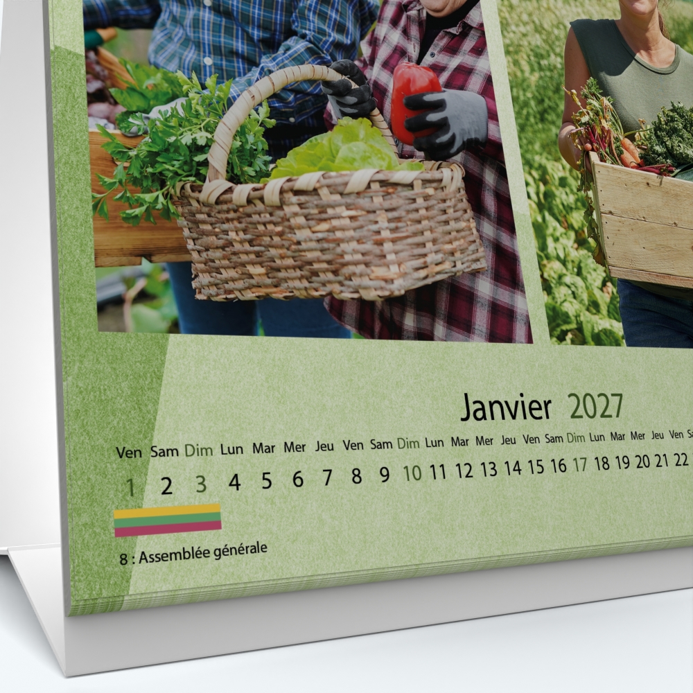 Calendrier de bureau CARRE - Grille calendaire personnalisable