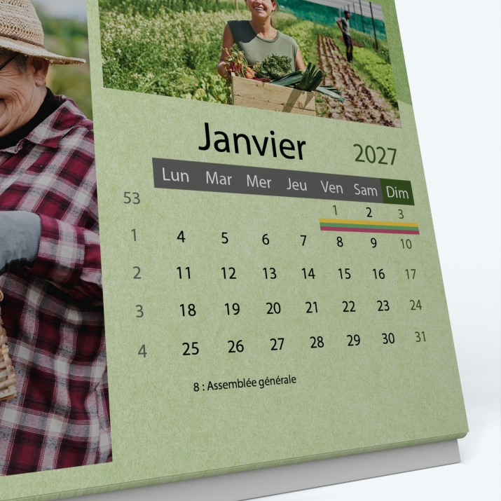 Calendrier de bureau PANO - Grille calendaire personnalisable