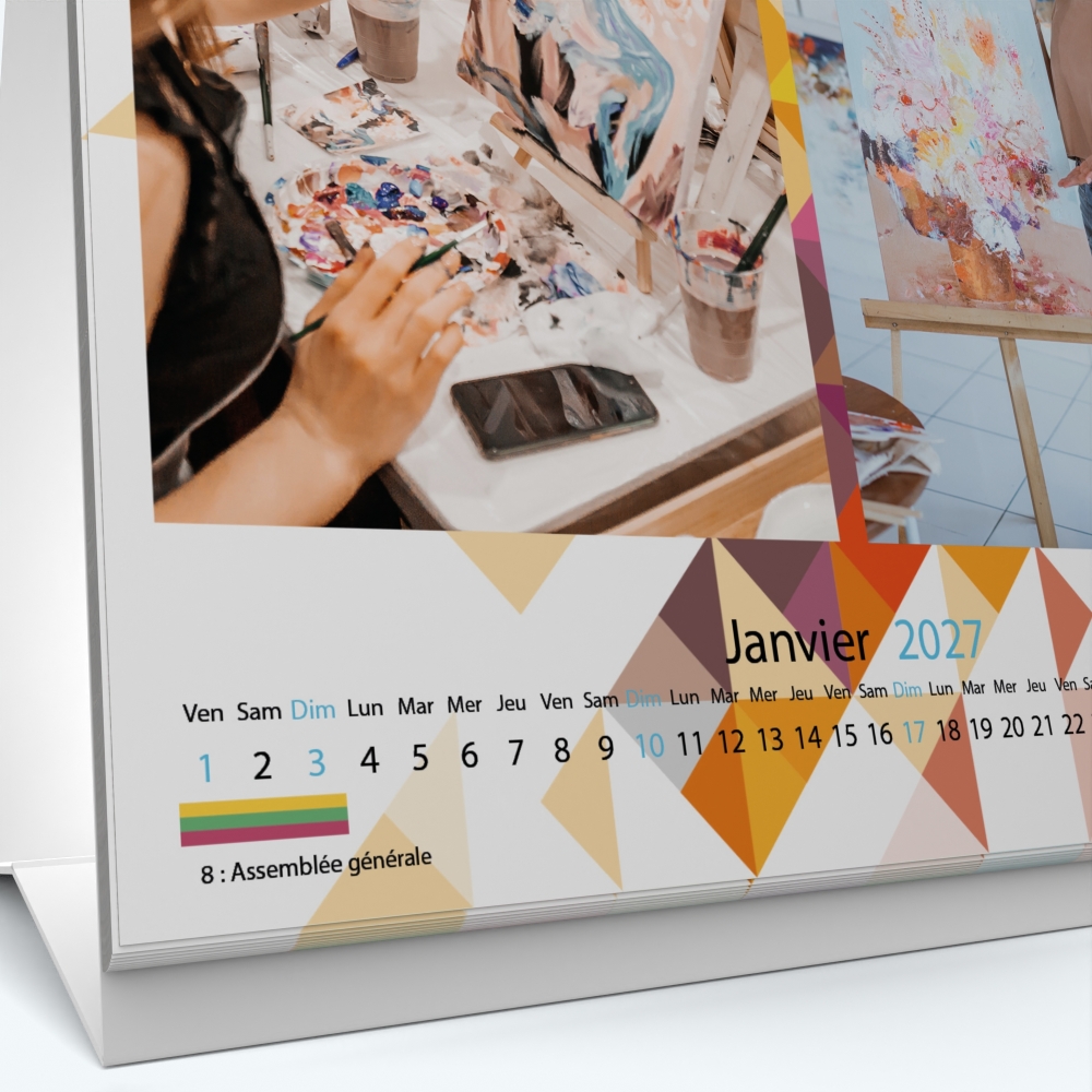 Calendrier de bureau CARRE - Grille calendaire personnalisable