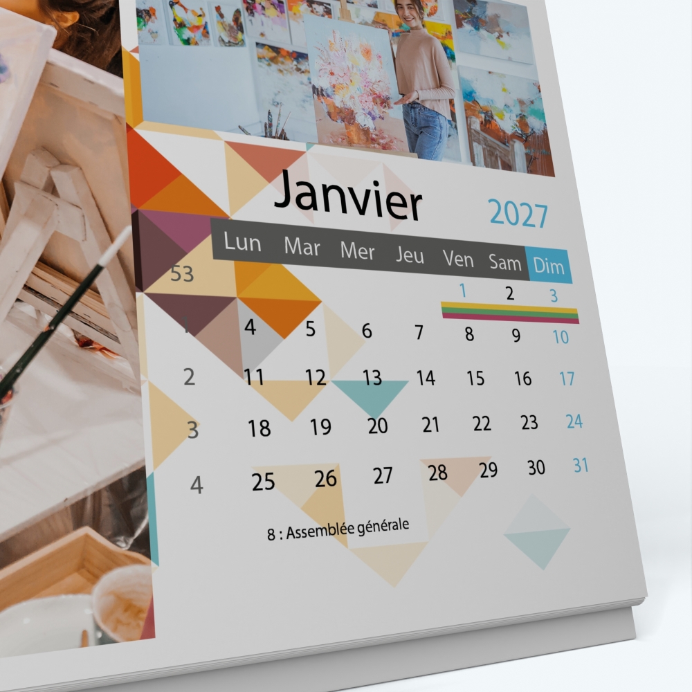 Calendrier de bureau PANO - Grille calendaire personnalisable