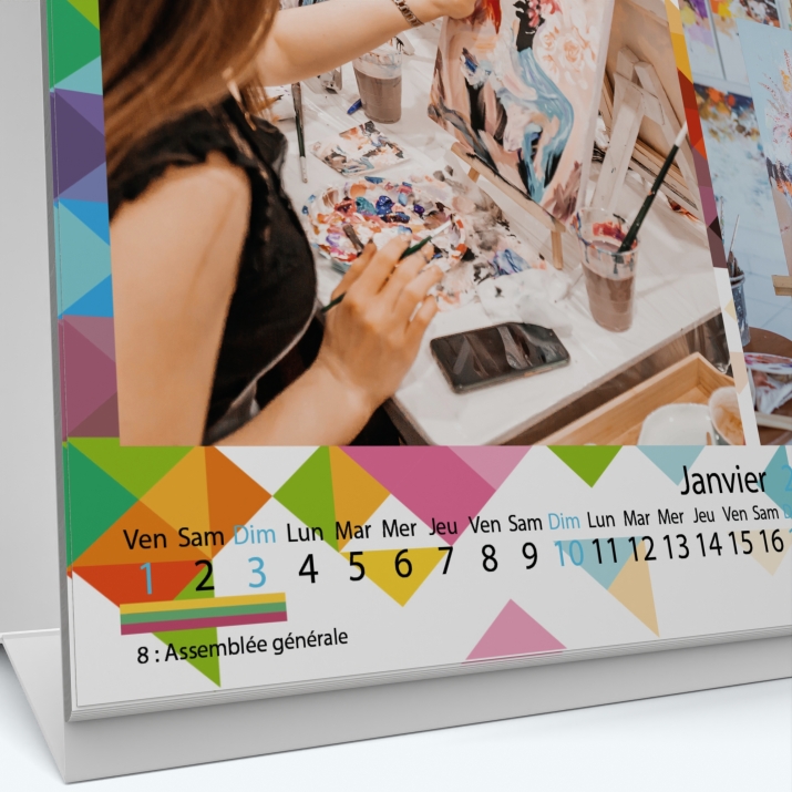 Calendrier de bureau MAXI PANO - Grille calendaire personnalisable
