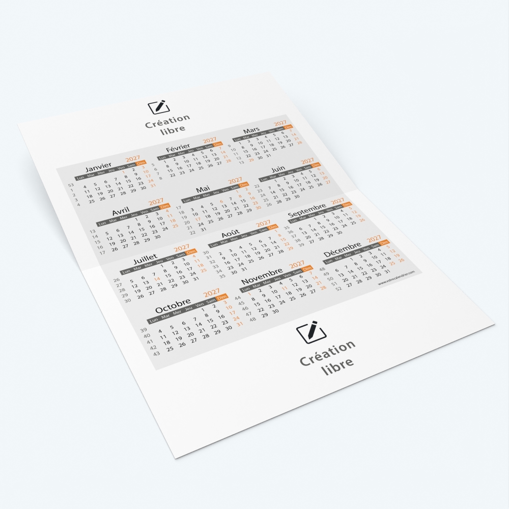 Carte calendrier photo - Intérieur personnalisable avec calendrier