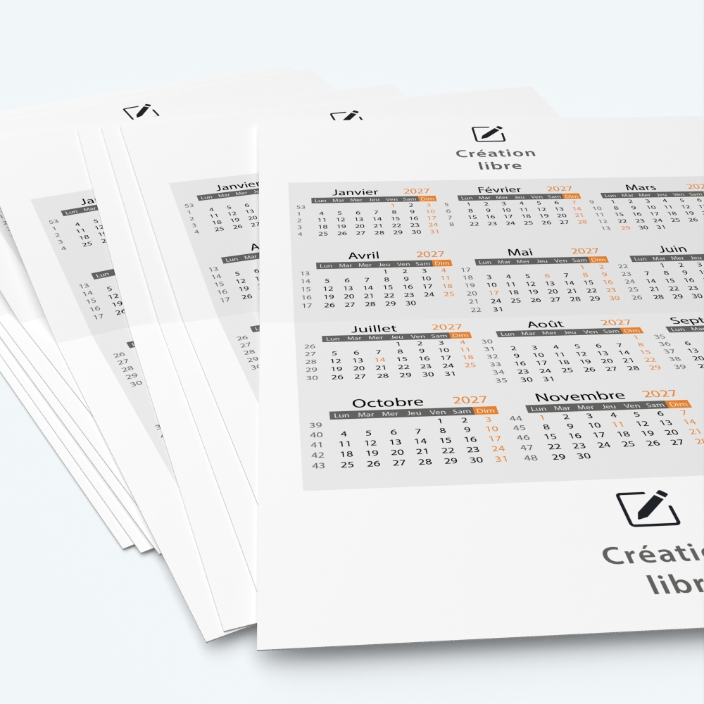 Carte calendrier photo - Minimum de commande : 25 exemplaires