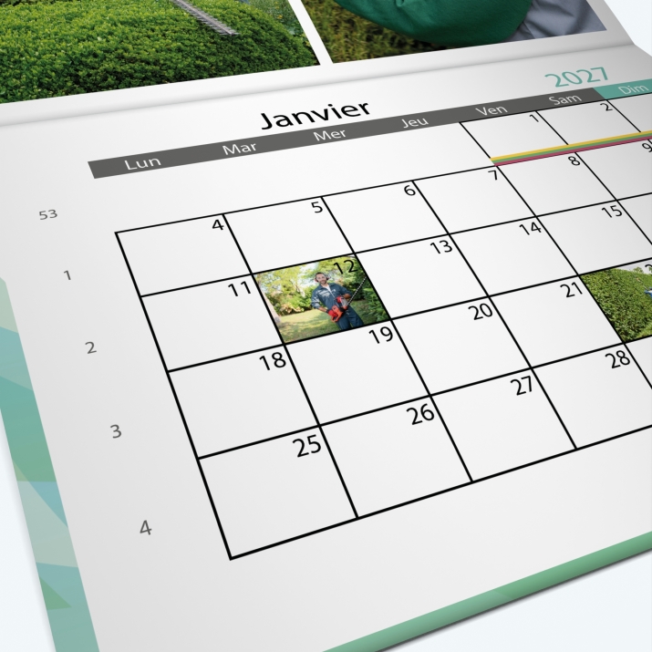 Calendrier agrafé Photo Date