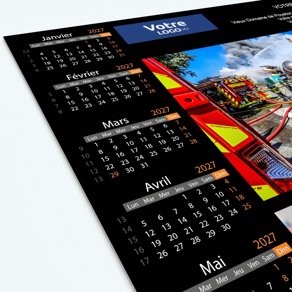 Calendrier sous main - Grille calendaire personnalisable
