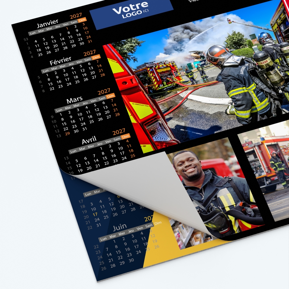 Calendrier sous main - 25 feuillets collés sur le haut