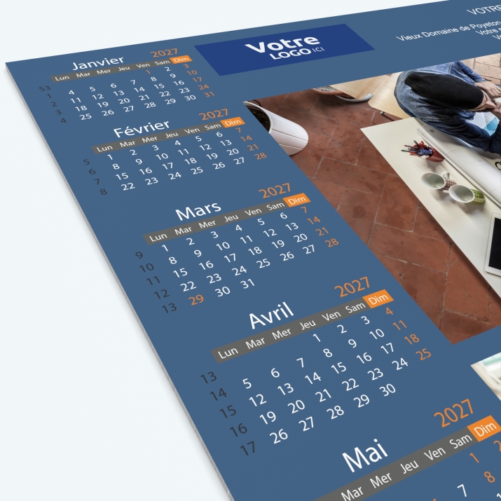 Calendrier sous main - Grille calendaire personnalisable