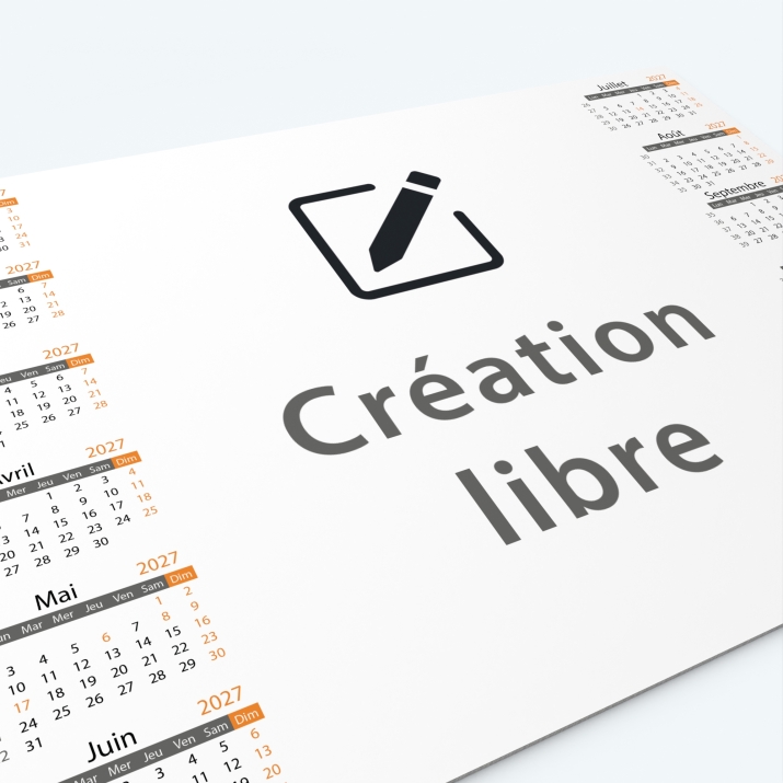 Calendrier sous main - Nombre de photos, logos et texte illimité