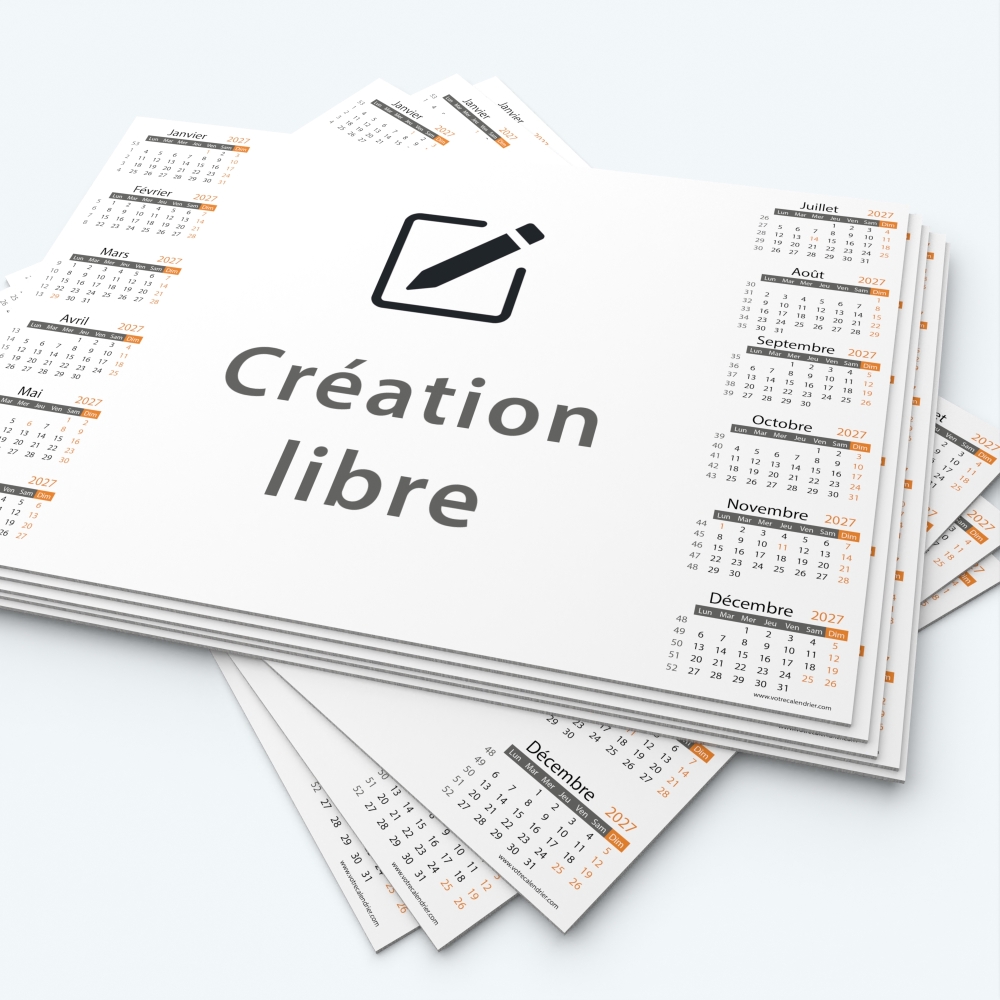Calendrier sous main - Minimum de commande : 25 exemplaires