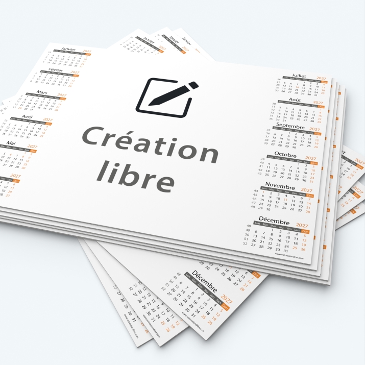 Calendrier sous main - Minimum de commande : 25 exemplaires