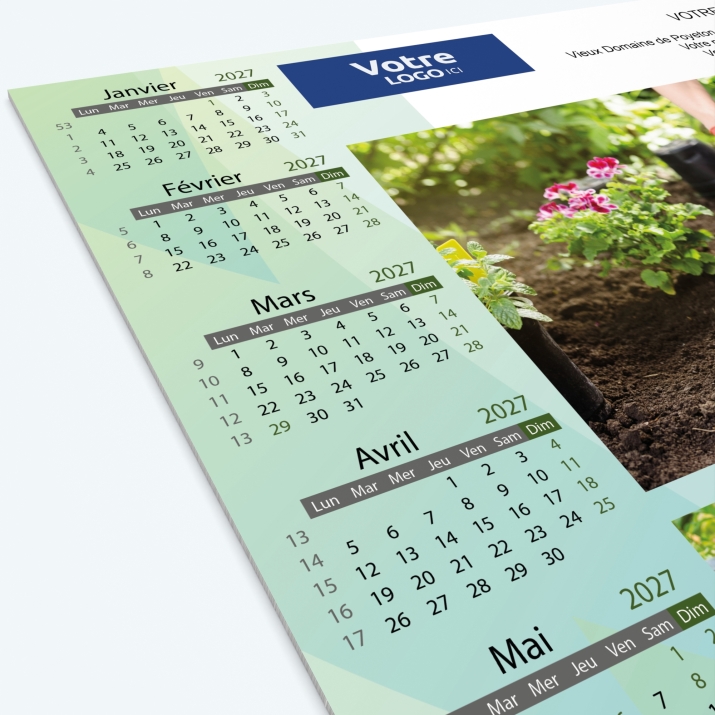 Calendrier sous main - Grille calendaire personnalisable