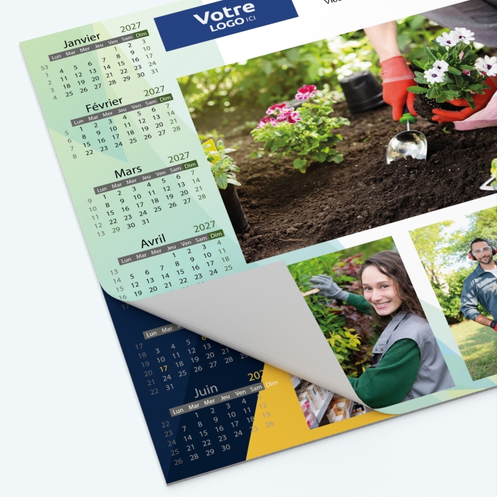 Calendrier sous main - 25 feuillets collés sur le haut