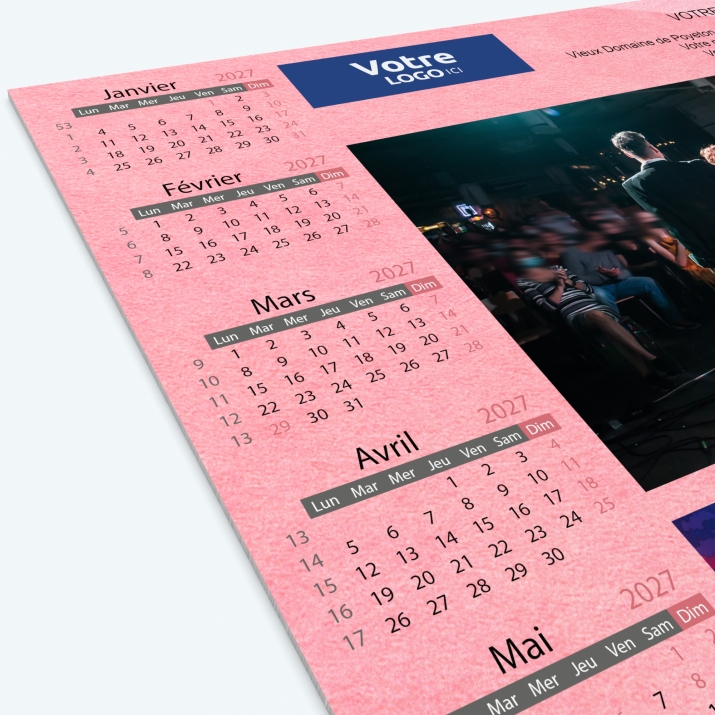 Calendrier sous main - Grille calendaire personnalisable