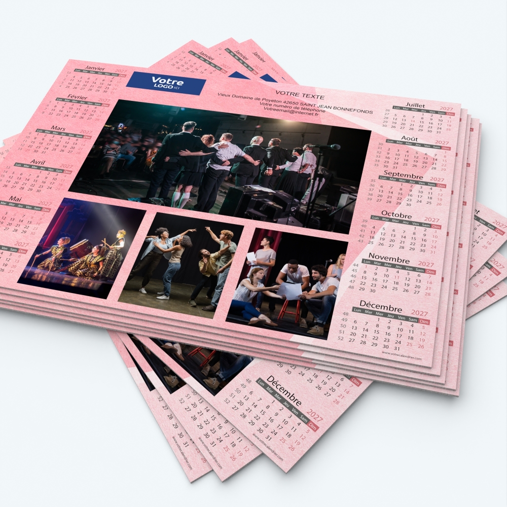 Calendrier sous main - Minimum de commande : 25 exemplaires