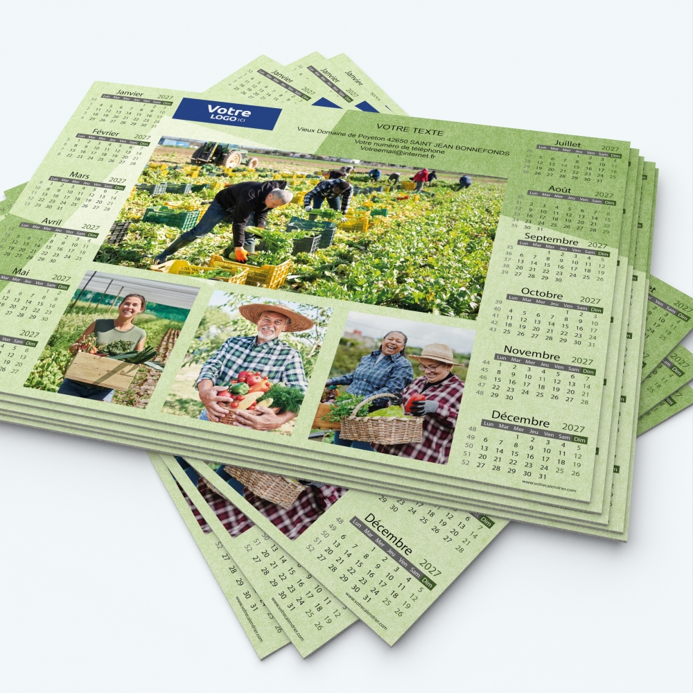Calendrier sous main - Minimum de commande : 25 exemplaires