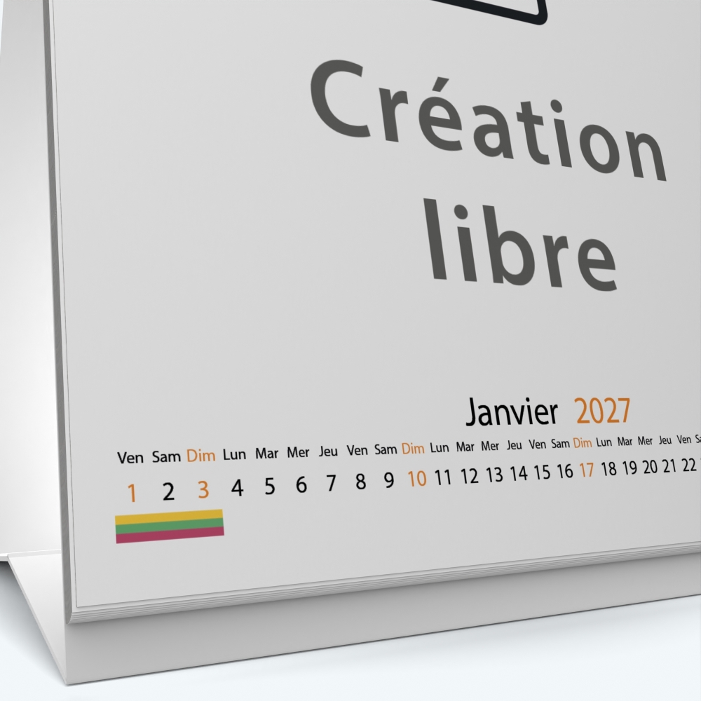 Calendrier de bureau CARRE - Grille calendaire personnalisable