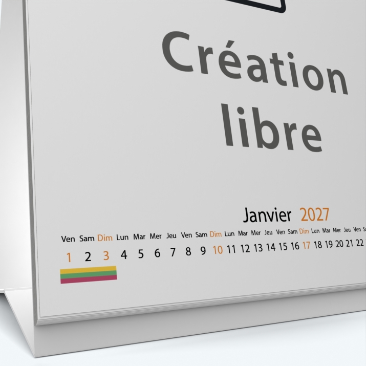 Calendrier de bureau CARRE - Grille calendaire personnalisable