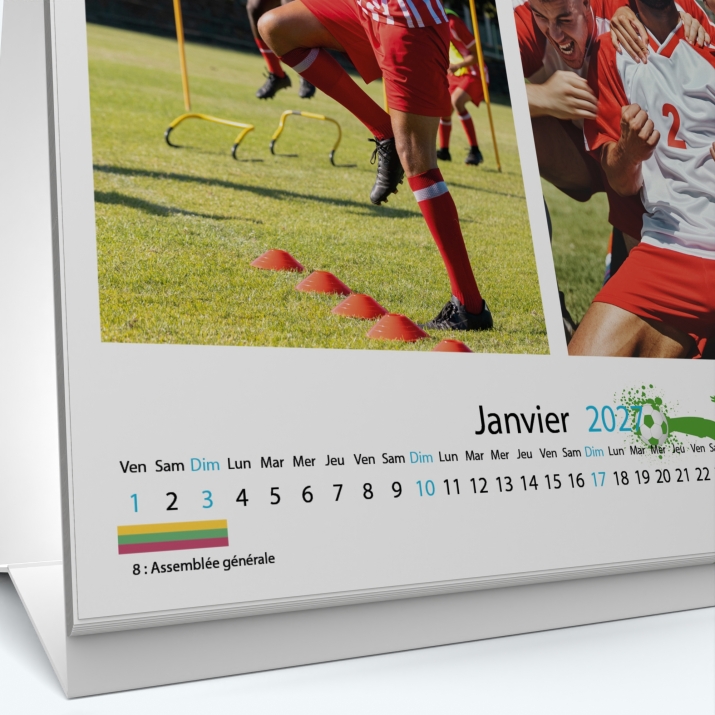 Calendrier de bureau CARRE - Grille calendaire personnalisable