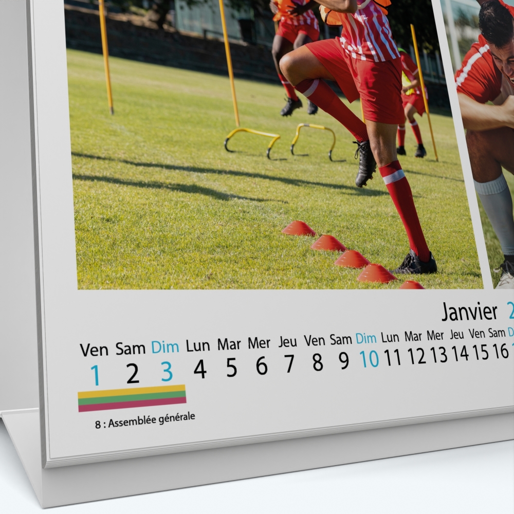 Calendrier de bureau MAXI PANO - Grille calendaire personnalisable