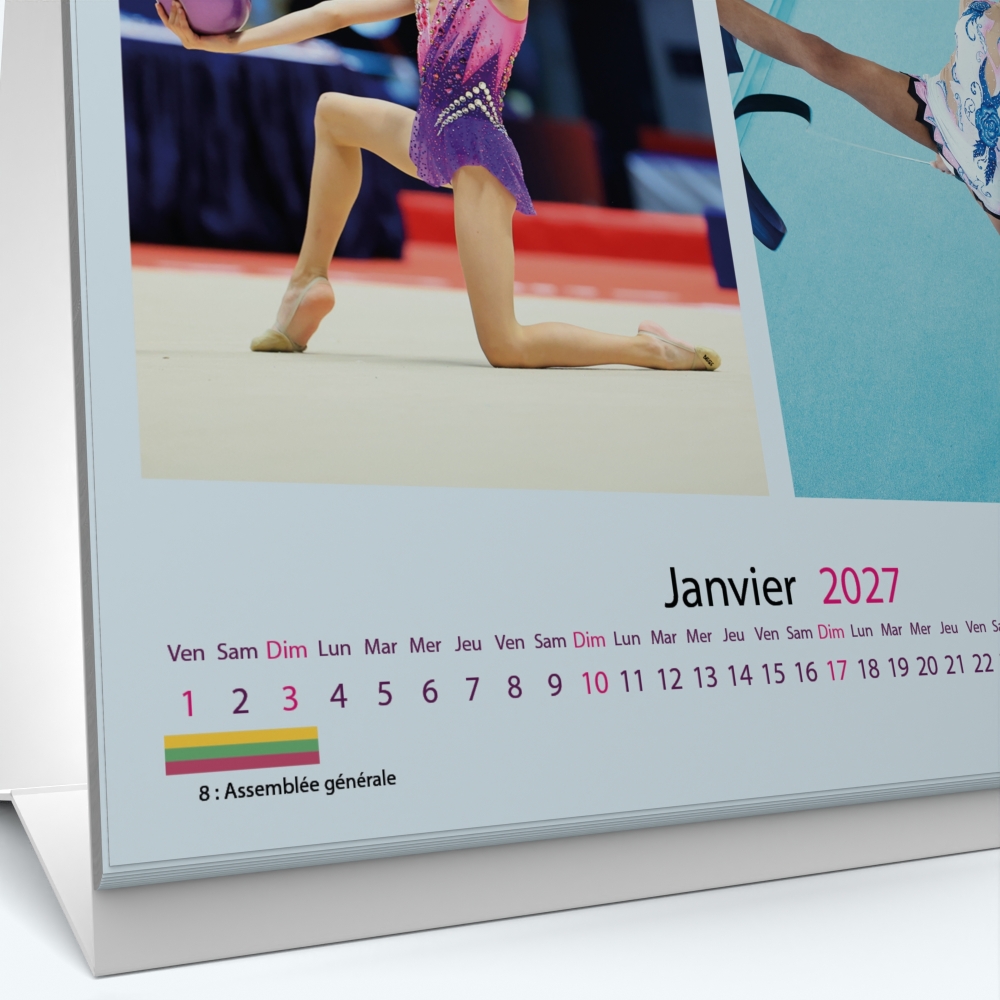 Calendrier de bureau CARRE - Grille calendaire personnalisable