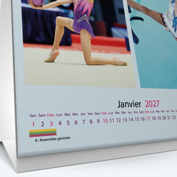 Calendrier de bureau CARRE - Grille calendaire personnalisable