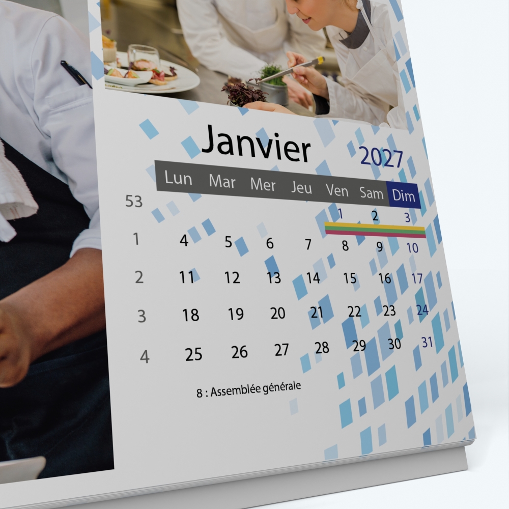 Calendrier de bureau PANO - Grille calendaire personnalisable