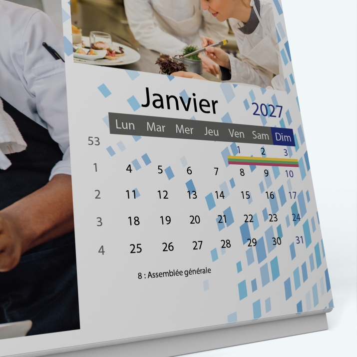 Calendrier de bureau PANO - Grille calendaire personnalisable
