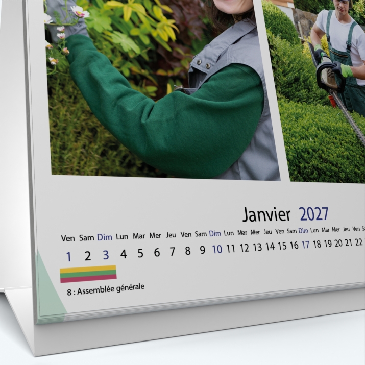 Calendrier de bureau CARRE - Grille calendaire personnalisable
