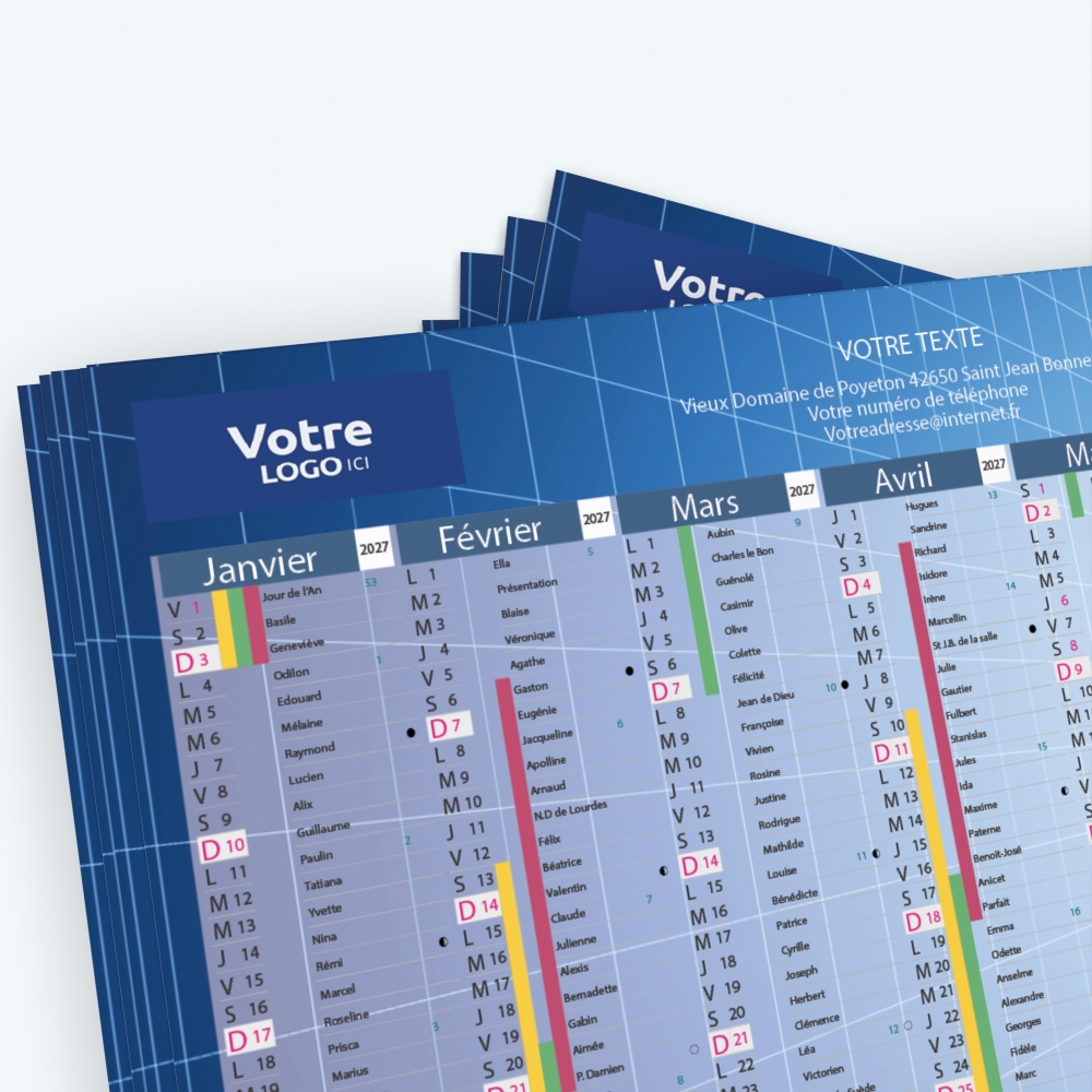 Calendrier de poche CLASSIC - Nombre de photos, logos et texte illimité
