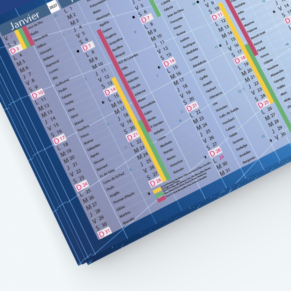 Calendrier de poche CLASSIC - Grille calendaire personnalisable